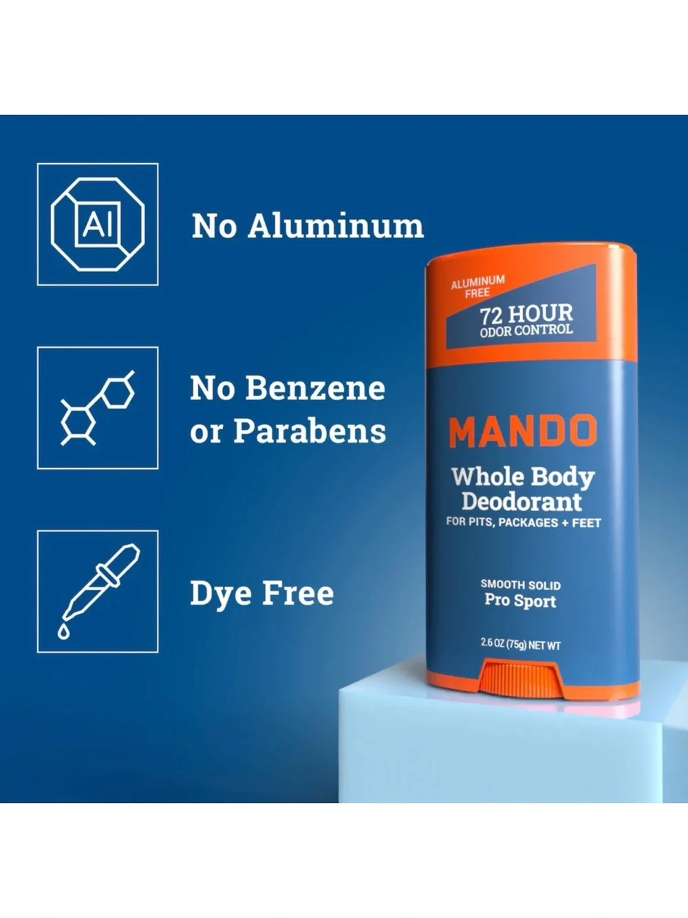 Mando Pro Sport Smooth Solid Whole Body Deodorant 2.6oz